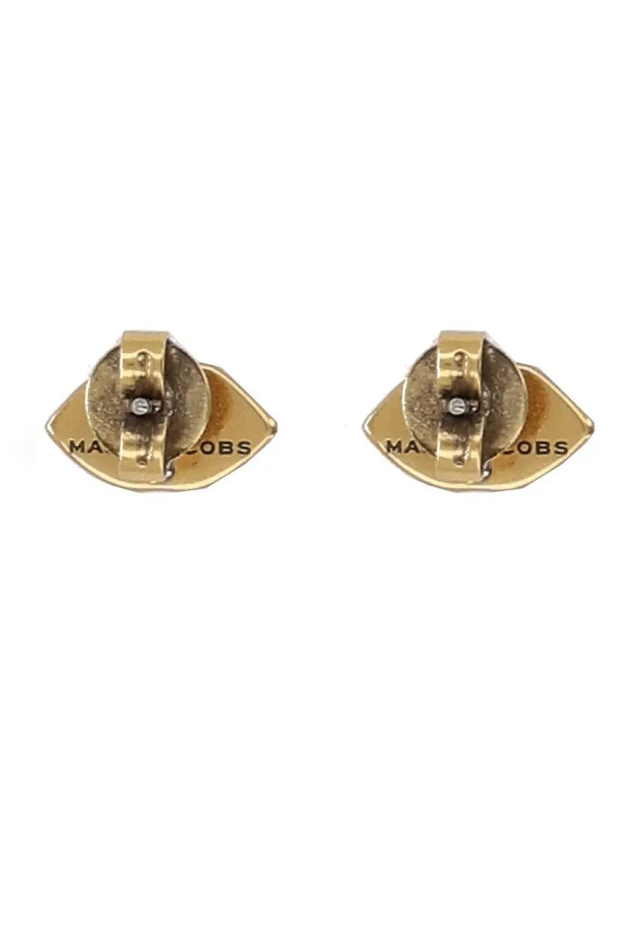 Gold-toned marc jacobs eye-shaped stud earrings with polished metallic finish from marc jacobs womens lips earrings gold collection