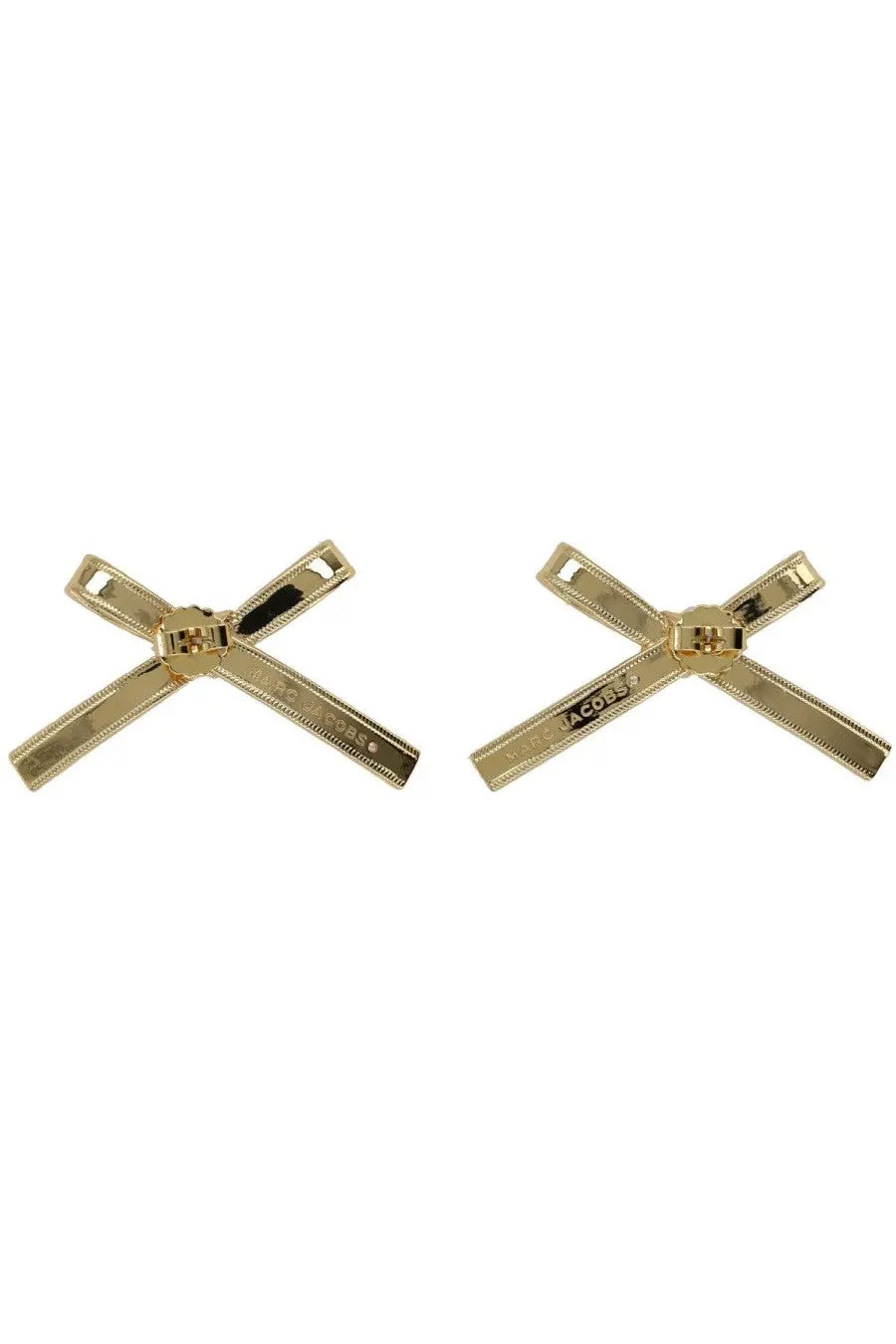 Marc Jacobs women’s orecchini the lingerie bow gold gold-tone metal bow-shaped cufflinks with polished finish and engraved branding