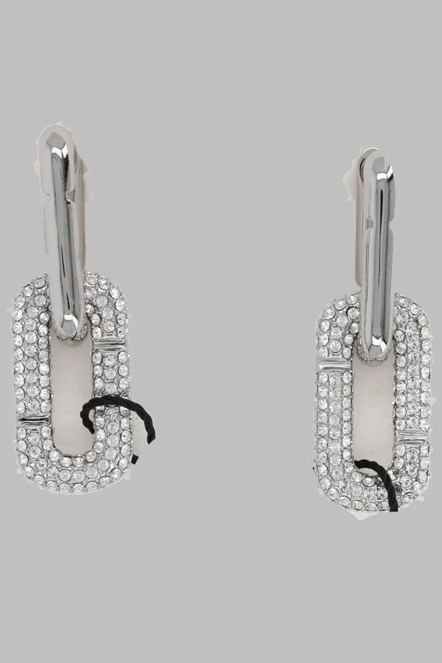 Marc Jacobs women’s orecchini pop marc silver chain-link earrings with sparkling clear crystals and modern design