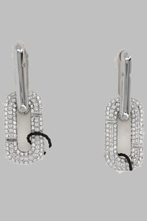 Marc Jacobs women’s orecchini pop marc silver chain-link earrings with sparkling clear crystals and modern design