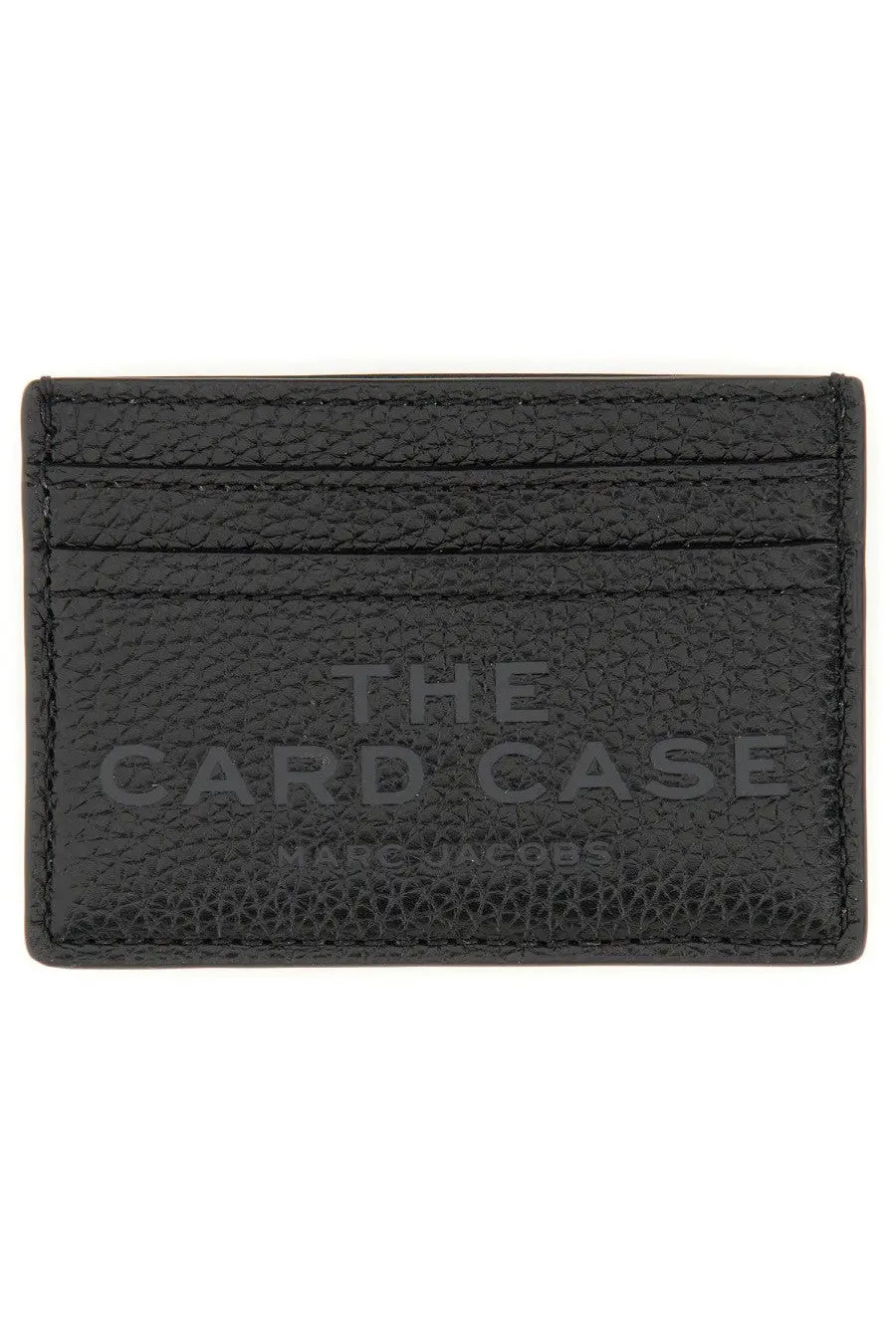 Black textured leather card case embossed with the card case marc jacobs branding for women by marc jacobs