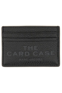 Black textured leather card case embossed with the card case marc jacobs branding for women by marc jacobs