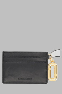 Marc Jacobs women’s portacarte scene black leather card holder with gold-tone clasp and embossed logo