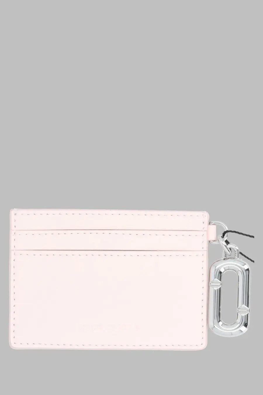 Marc Jacobs women’s portacarte scene blue pale pink leather card holder with silver metal clasp charm