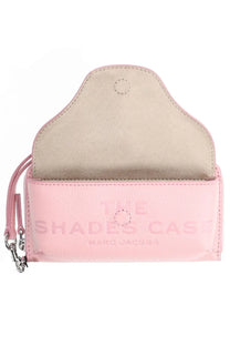 Marc Jacobs women’s portafoglio shades case blue with pink translucent exterior beige suede interior and silver chain strap