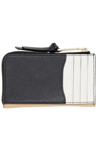 Marc jacobs women’s portafoglio utility snapshot cardholder in black and white textured leather with gold zipper pull