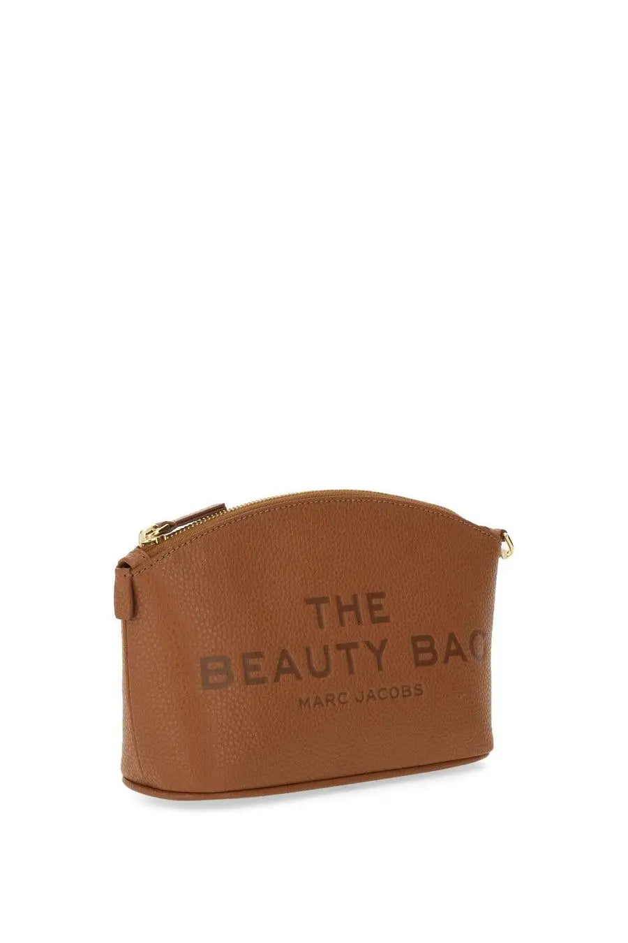 Tan leather Marc Jacobs the Beauty Bag pouch with gold-tone zipper and hardware in beige for women