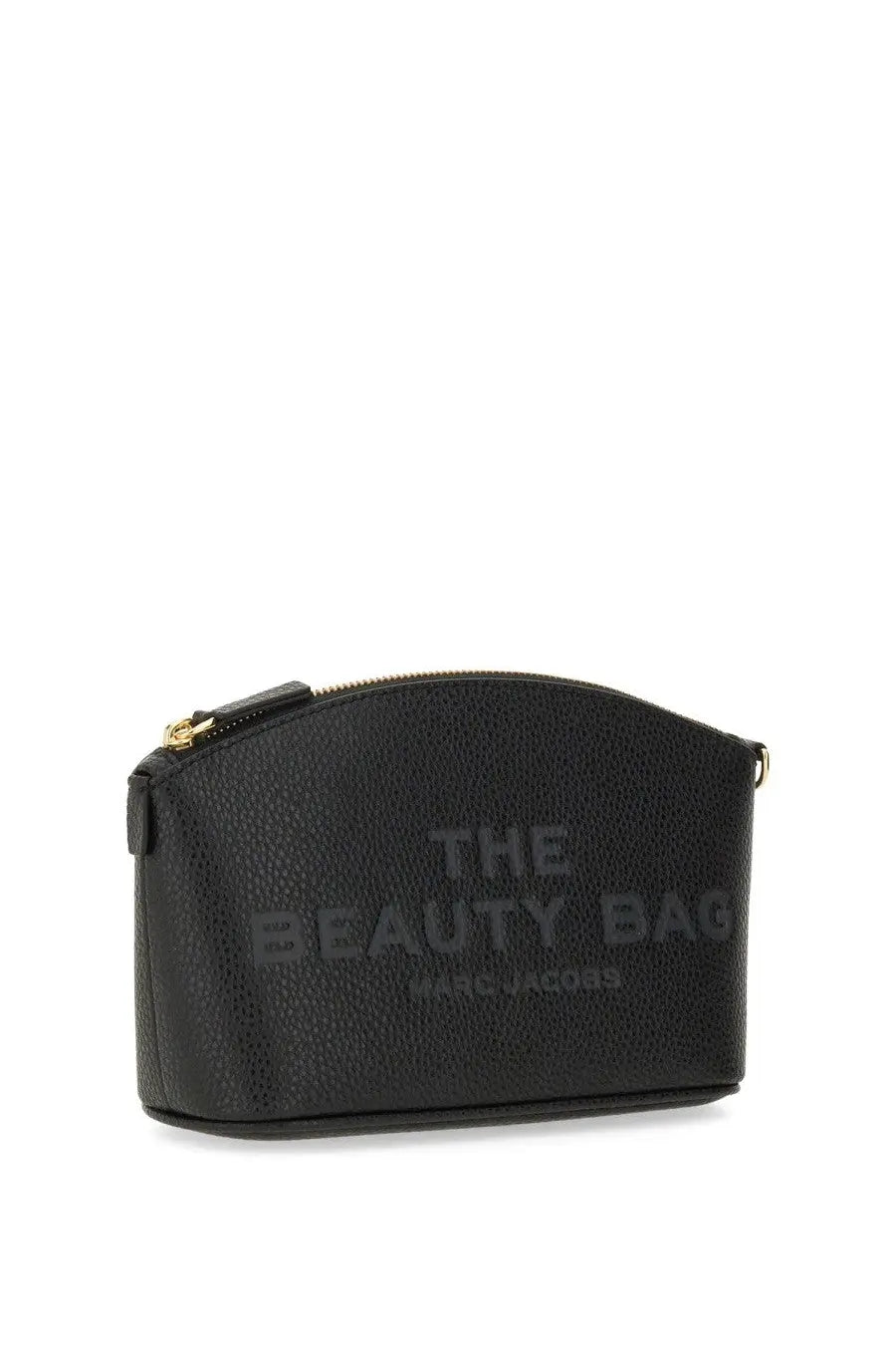 Marc jacobs womens pouch the beauty bag black textured leather with gold tone zipper and hardware