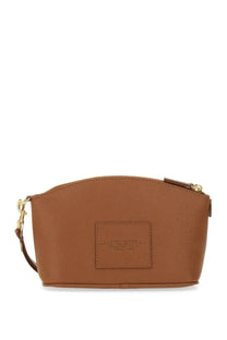 Marc Jacobs women’s pouch in tan leather with gold-tone zipper and minimalist rectangular front patch