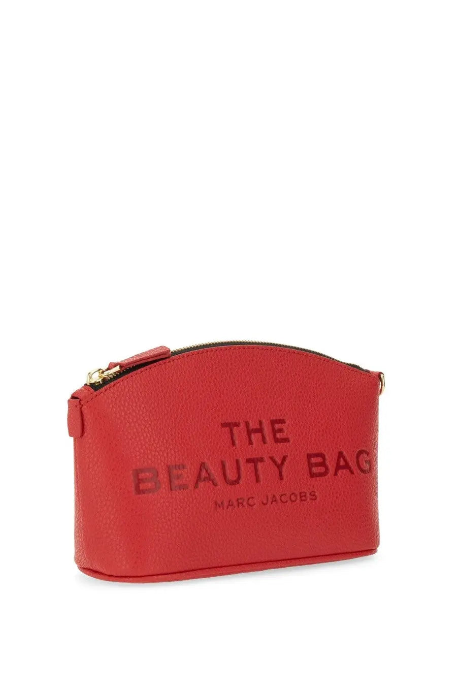 Red leather Marc Jacobs women’s pouch the beauty bag with embossed branding in red color