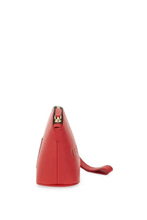 Marc Jacobs women’s pouch the beauty bag red red textured leather clutch with gold-tone zipper pull and wrist strap