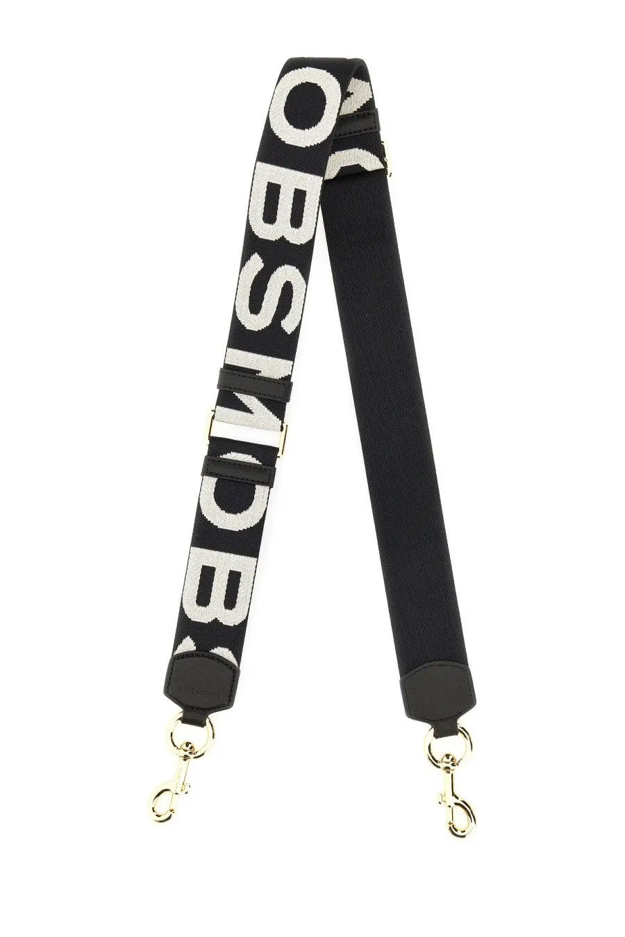 Marc Jacobs women’s the shoulder strap black woven with bold white obsession lettering and gold-tone metal clasps