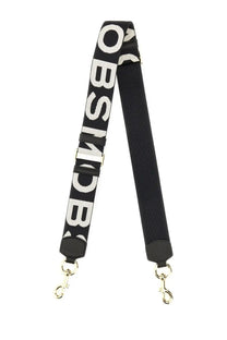 Marc Jacobs women’s the shoulder strap black woven with bold white obsession lettering and gold-tone metal clasps