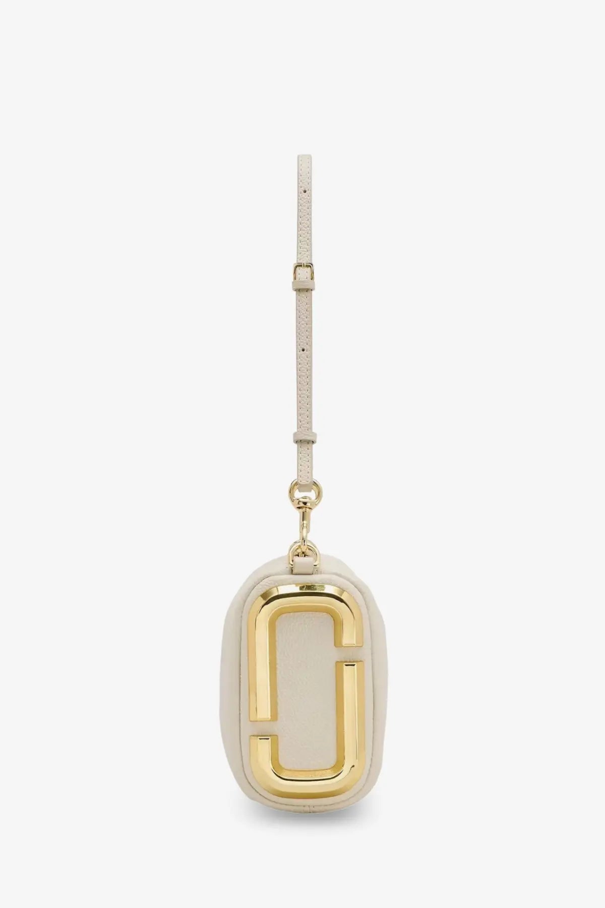 Marc Jacobs women’s snapshot shoulder bag in cream hammered leather with gold-tone emblem and matching strap