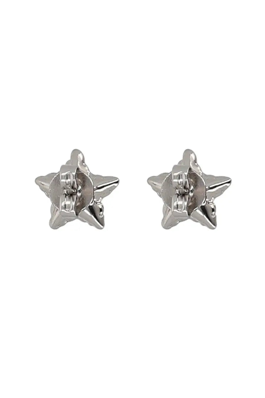 Silver star-shaped stud earrings with polished metallic finish by marc jacobs for women