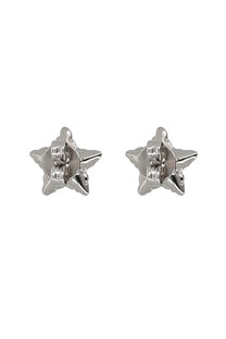 Silver star-shaped stud earrings with polished metallic finish by marc jacobs for women