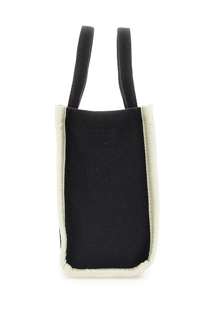 Marc Jacobs women’s the tote bag small black woven tote bag in black and off-white with short sturdy handles