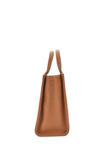 Tan pebbled leather tote bag with structured handles marc jacobs women’s the tote medium bag beige