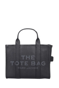 Black leather marc jacobs women’s tote medium bag with embossed the tote bag marc jacobs logo