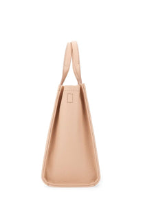 Beige leather Marc Jacobs women’s the tote medium bag with structured shape and stitched handles