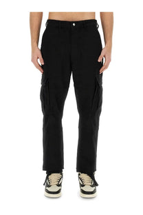 Marcelo Burlon County Of Milan men’s black cargo pants with multiple side pockets and straight-leg cut