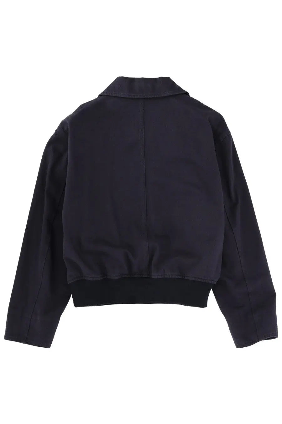 Margaret Howell women’s Mhl black cropped bomber jacket with structured collar and ribbed cuffs