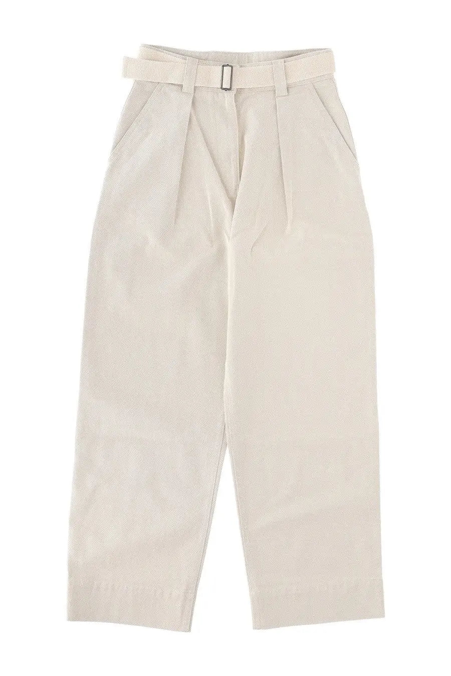 Margaret Howell women’s cream high-waisted trousers with pleated front and matching belt in mhl white fabric