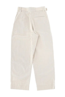 Cream-colored high-waisted tailored trousers with subtle back pleats margaret howell women’s pants mhl white