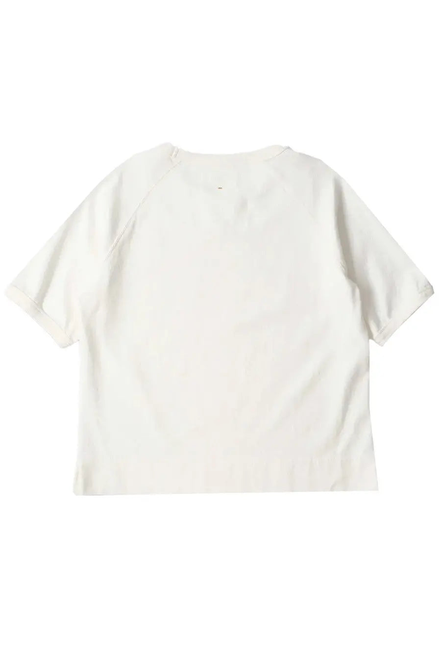 Margaret Howell women’s raglan shirt in white cotton with short sleeves and a relaxed fit front view