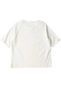 Margaret Howell women’s raglan shirt in white cotton with short sleeves and a relaxed fit front view