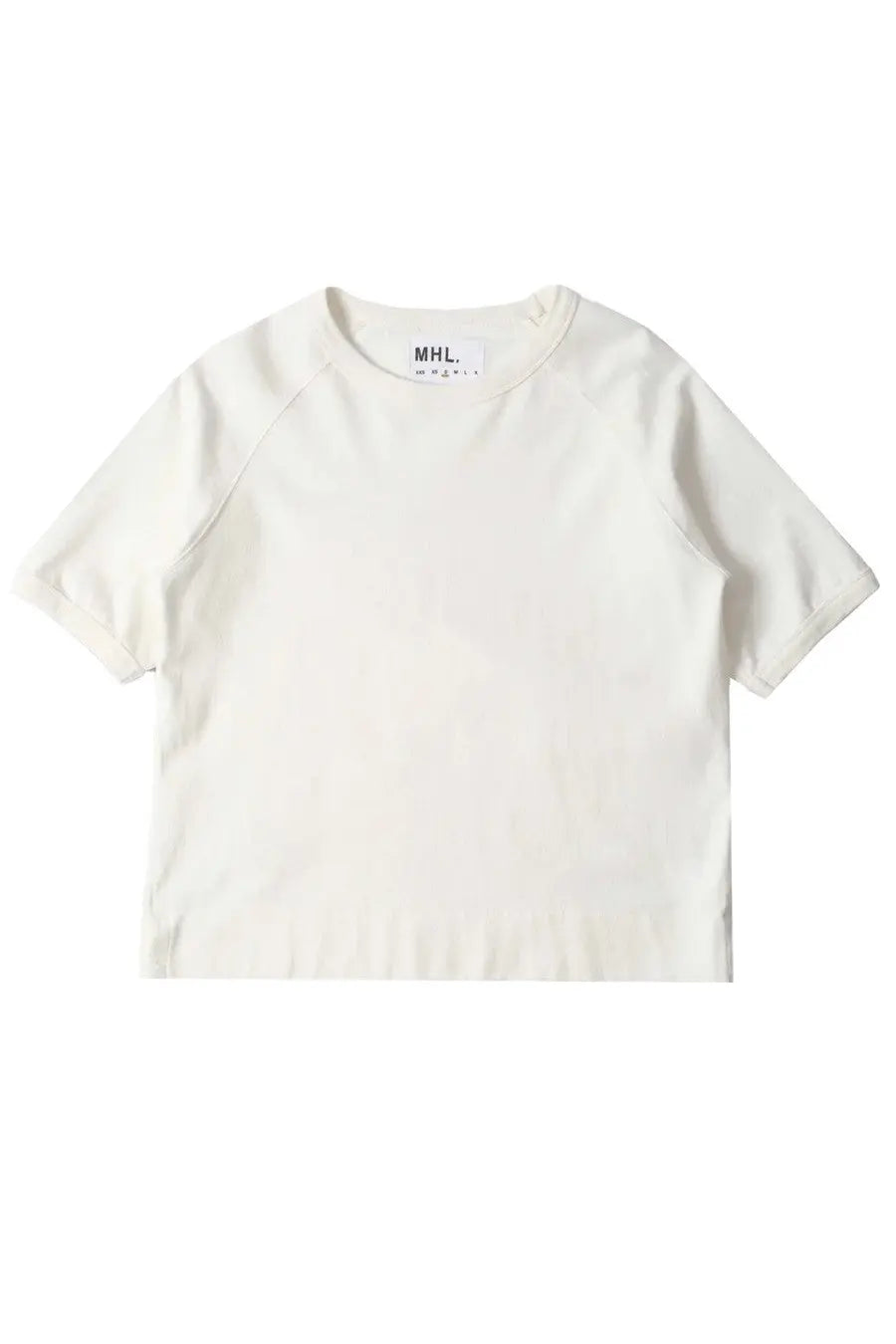 Margaret Howell women’s raglan shirt white minimalist off-white short-sleeved crew neck t-shirt with subtle seams