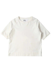 Margaret Howell women’s raglan shirt white minimalist off-white short-sleeved crew neck t-shirt with subtle seams