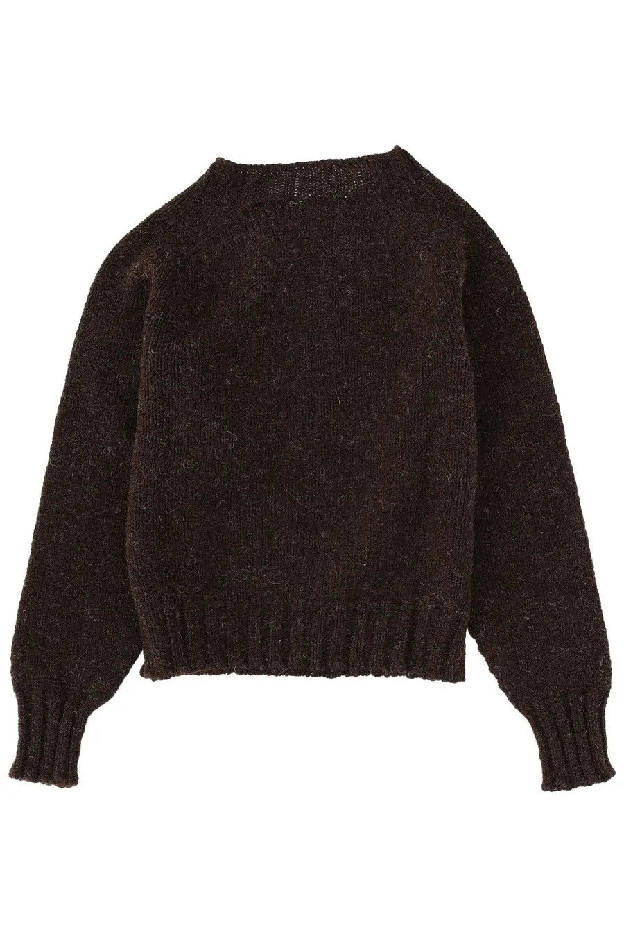 Margaret Howell women’s dark brown textured knit sweater with ribbed cuffs and hem in Mhl brown