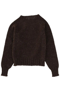 Margaret Howell women’s dark brown textured knit sweater with ribbed cuffs and hem in Mhl brown