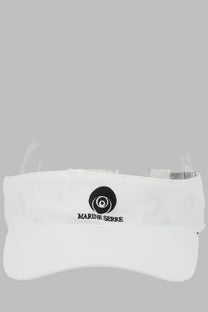 Marine Serre men’s visiera con white visor with black embroidered logo and brand name on front
