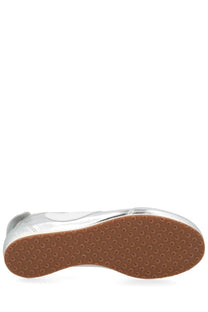 Marine serre women’s astra sneaker silver metallic with brown rubber sole and circular tread patterns
