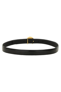 Marine serre women’s black leather belt with a gold-tone buckle for stylish and versatile wear