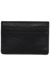 Marine Serre women’s card holder in black leather with subtle stitching and textured surface