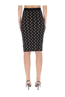 Marine serre women’s midi black pencil skirt with cream crescent moon pattern perfect for stylish occasions