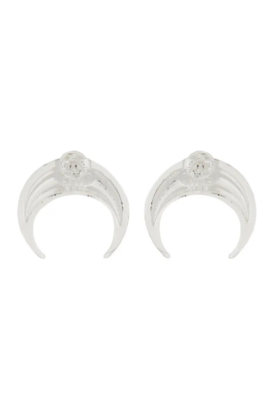 Marine Serre women’s moon earrings clear acrylic crescent ear cuffs with small transparent skull charm at top