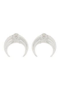 Marine Serre women’s moon earrings clear acrylic crescent ear cuffs with small transparent skull charm at top