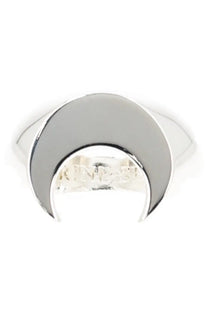 Silver crescent moon ring by Marine Serre with a polished reflective surface and minimalist design for women