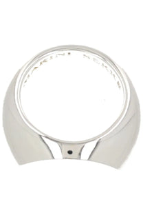 Silver-toned polished metal marine serre women’s moon ring with bold curved design and engraved marini serra on inner rim