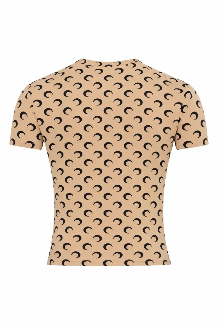 Marine serre women’s beige short-sleeved shirt with a black crescent moon pattern in lightweight fabric