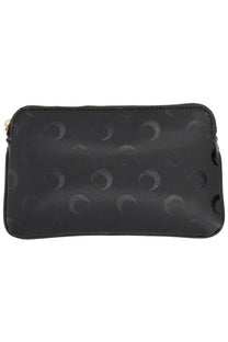 Marine serre women’s wallet moon black pouch with embossed moon pattern and gold-toned zipper in black rectangular shape