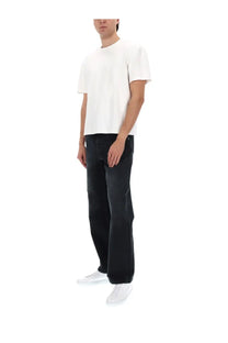 Black wide-leg denim jeans for men by Marni featuring appliquazione detailing in black color