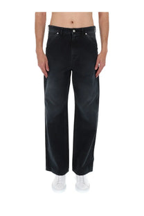 Marni men’s black wide-leg denim jeans with straight-cut silhouette and classic five-pocket design