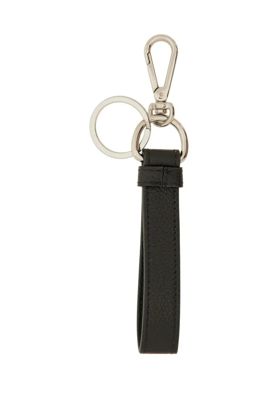 Marni men’s keychain black leather with silver-toned metal clasp and ring for secure key organization