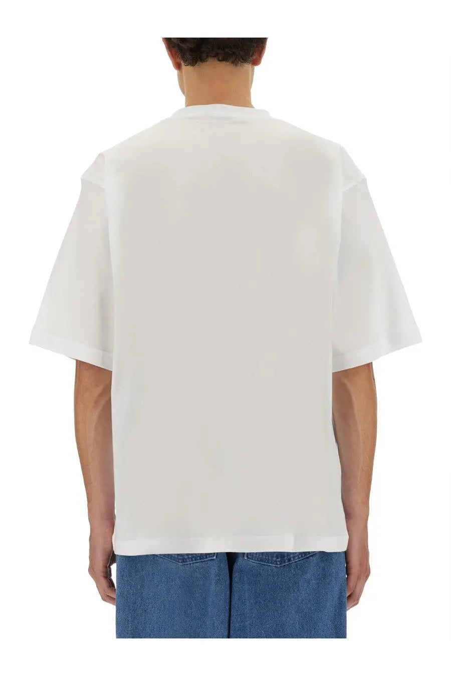 Marni men’s mini shirt white oversized cotton t shirt with relaxed fit and short sleeves front view