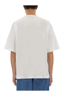 Marni men’s mini shirt white oversized cotton t shirt with relaxed fit and short sleeves front view